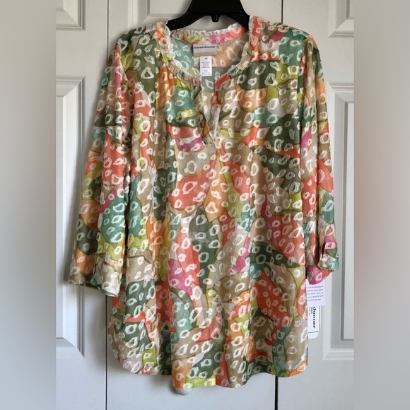 ALFRED DUNNER WOMEN'S TOP PLUS SIZE 2X V-NECK ABSTRACT ANIMAL PRINT TUNIC PS210 - Picture 3 of 9